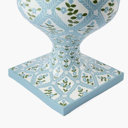 Blue Floral Trellis Urn & Pedestal