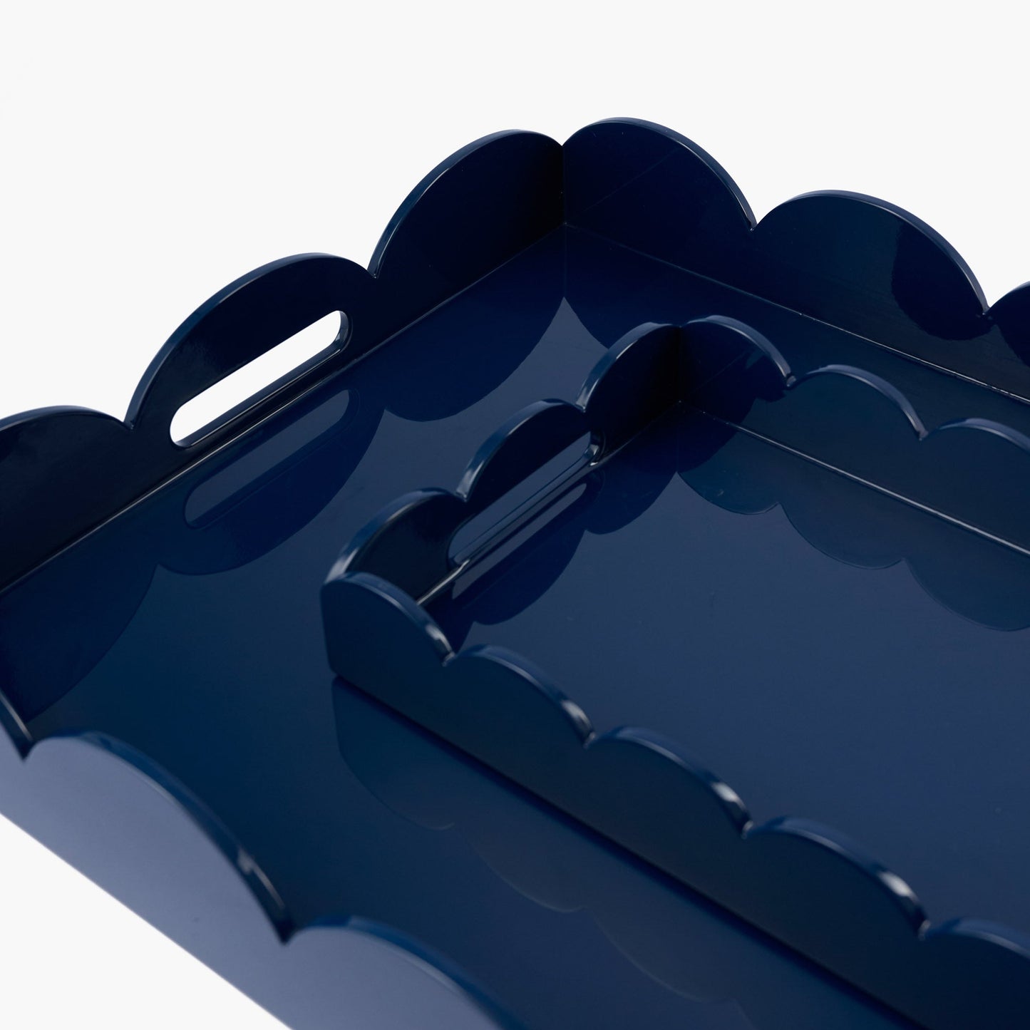Navy Blue Lacquer Scalloped Tray