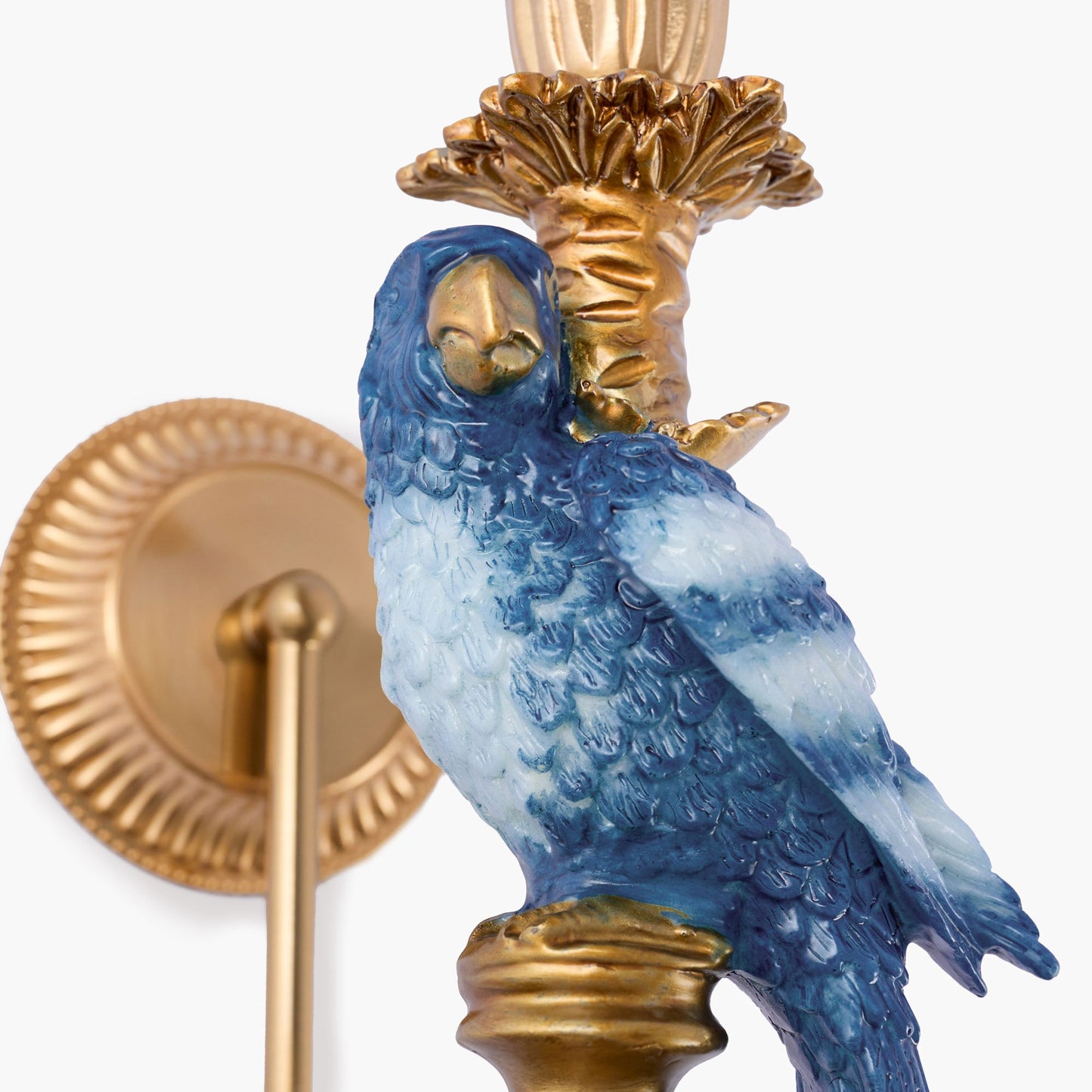Blue Parrot Rechargeable Wall Light with Grasscloth Shade (18cm)