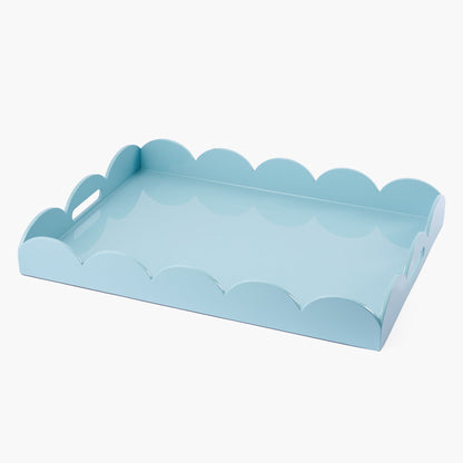 Duck-egg Blue Scalloped Lacquer Tray