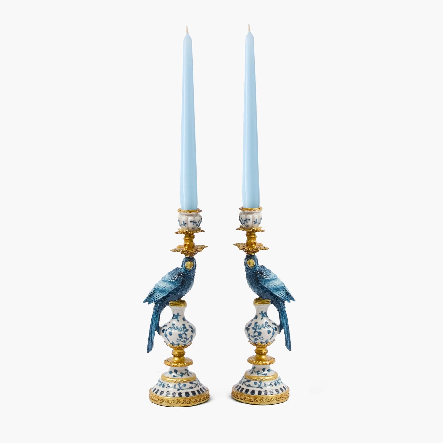 Small Blue Parrot Candle Holder (Pair)
