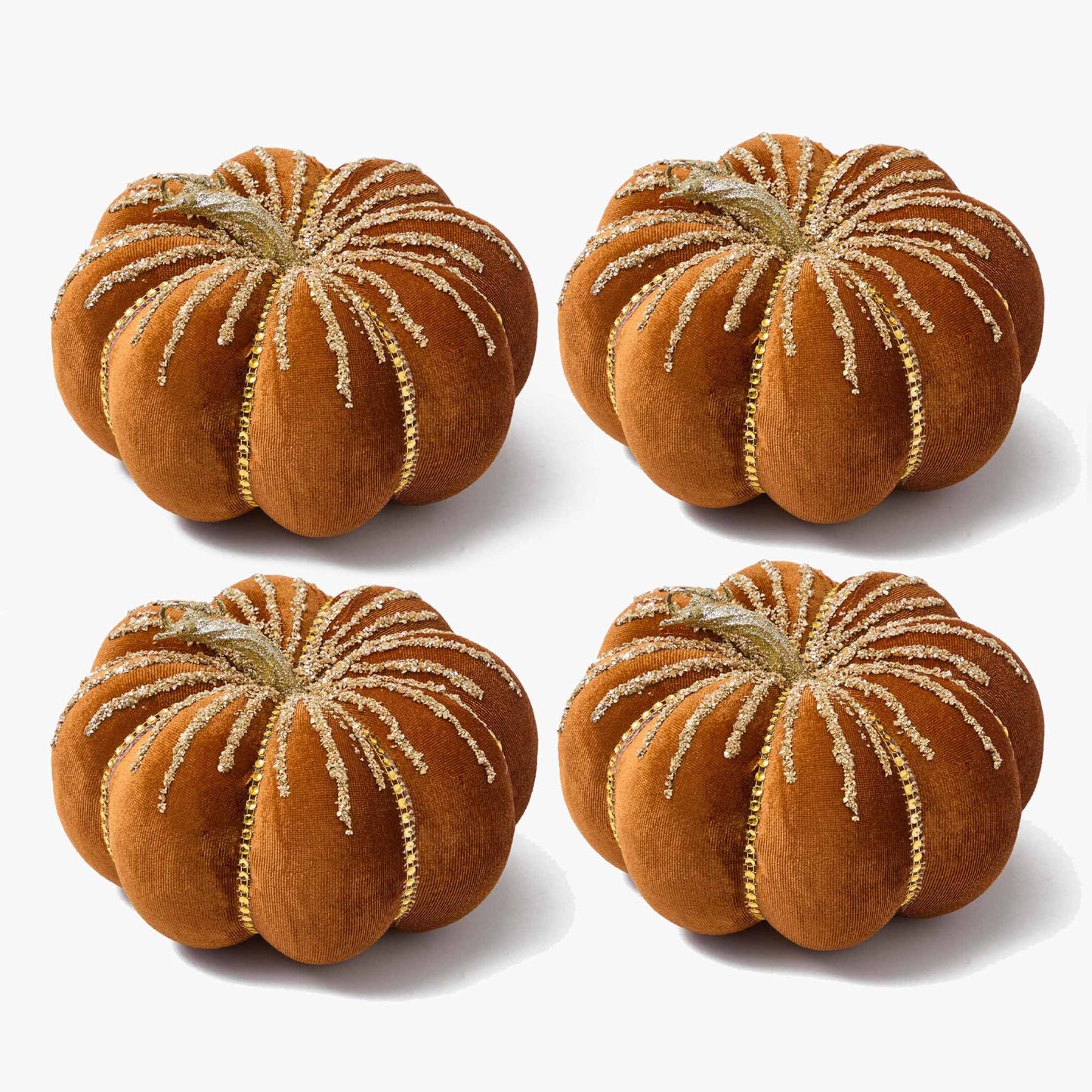 Burnt Caramel Velvet Pumpkins (Set of 4)