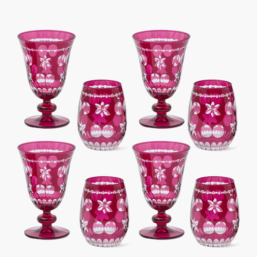 Aubergine Anita Engraved Glassware (Set of 8)