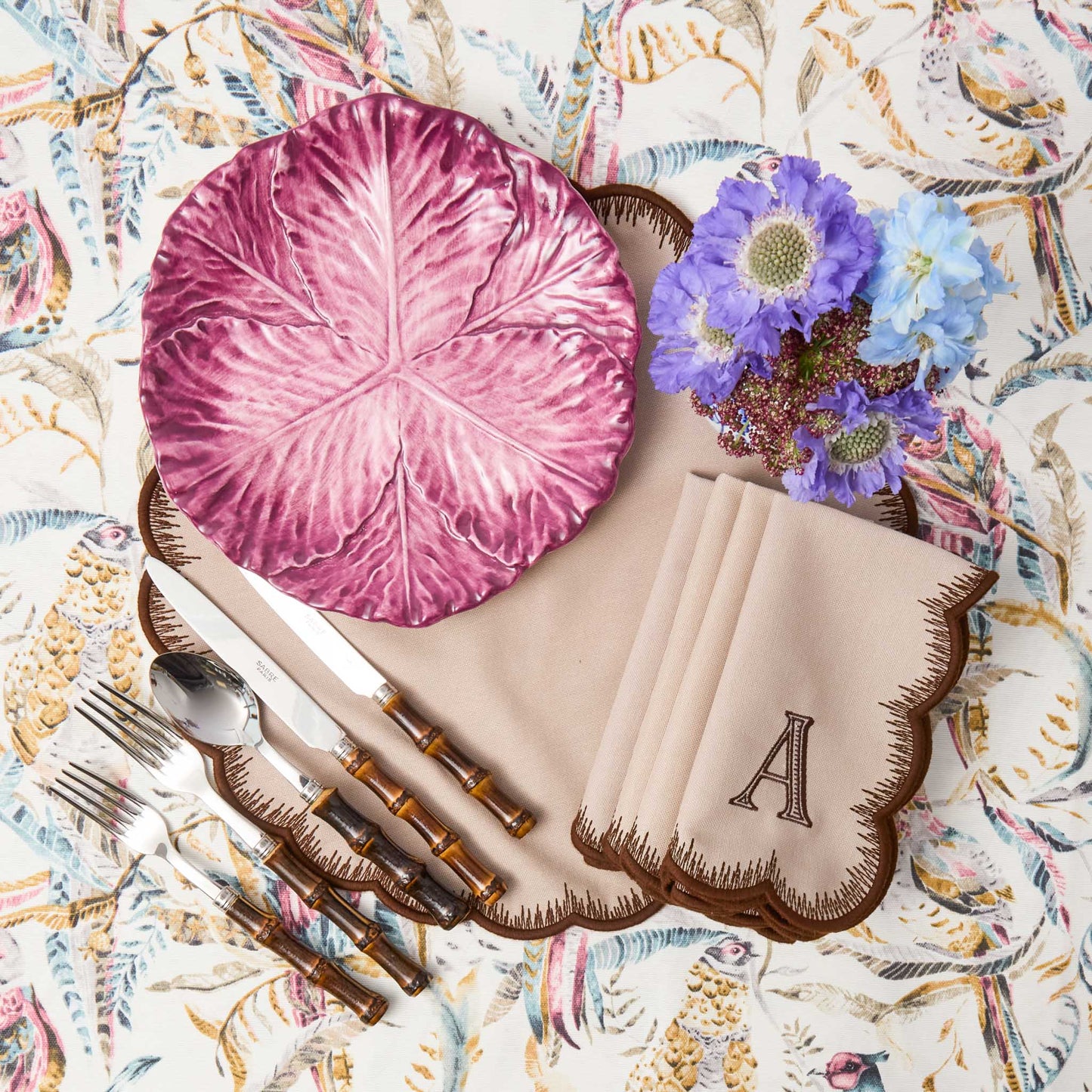 Aubergine Serena Cabbage Dinner Plates (Set of 4)
