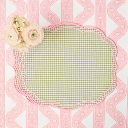 Green & Pink Eloise Gingham Placemats & Napkins (Set of 4)