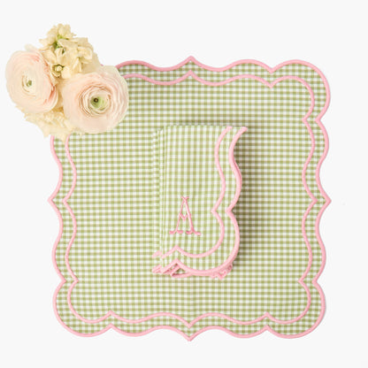 Green & Pink Eloise Gingham Placemats & Napkins (Set of 4)