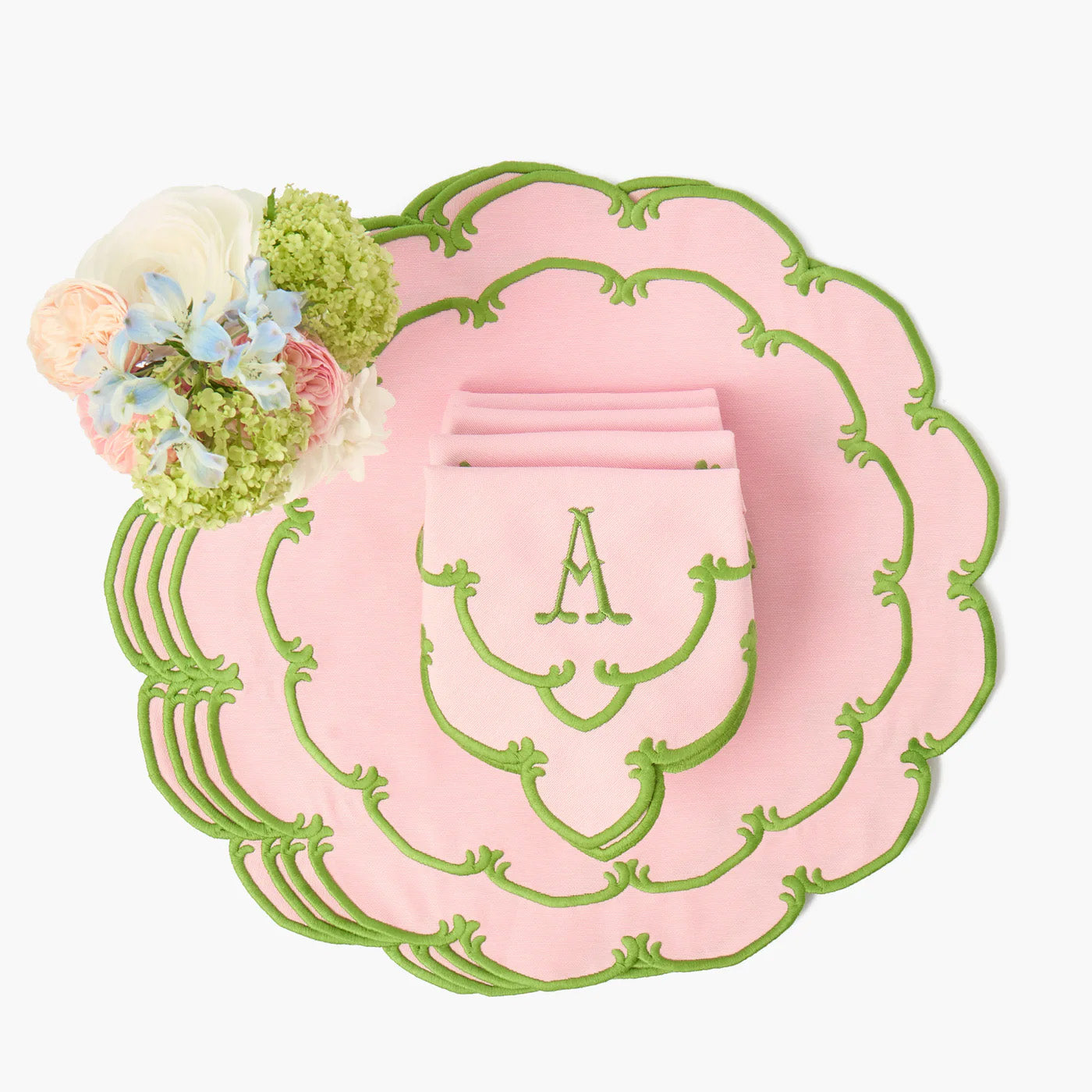 Pink & Green Amanda Placemats (Set of 4)
