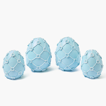 Small Blue Floral Trellis Easter Egg (Pair) - 17cm