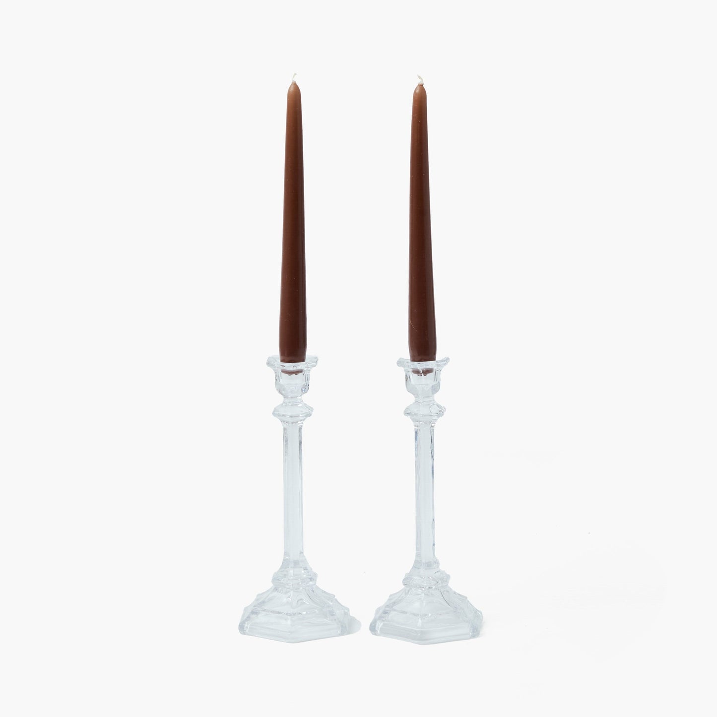 Small Glass Column Candle Holders (Pair)