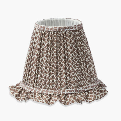 Burnt Bamboo Rechargeable Lamp with Chocolate Lotus Ruffle Shade (18cm)