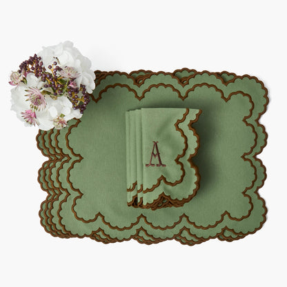 Green & Brown Charlotte Placemats & Napkins (Set of 4)