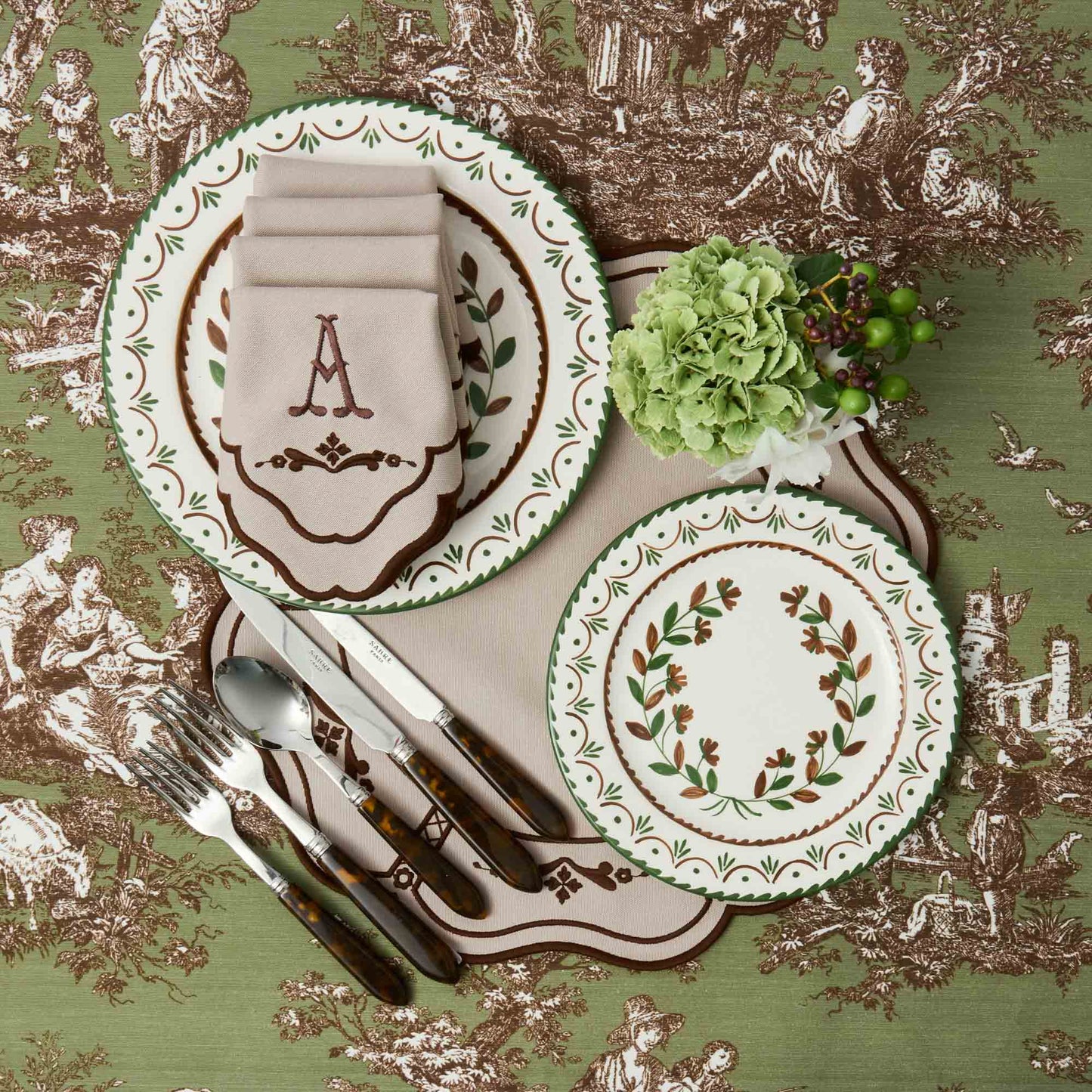 Taupe & Chocolate Doris Placemats & Napkins (Set of 4)