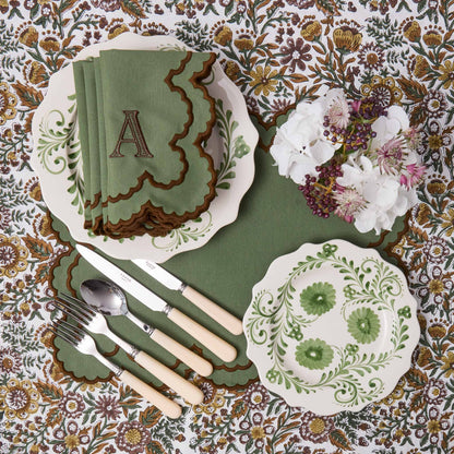 Green & Brown Charlotte Placemats & Napkins (Set of 4)