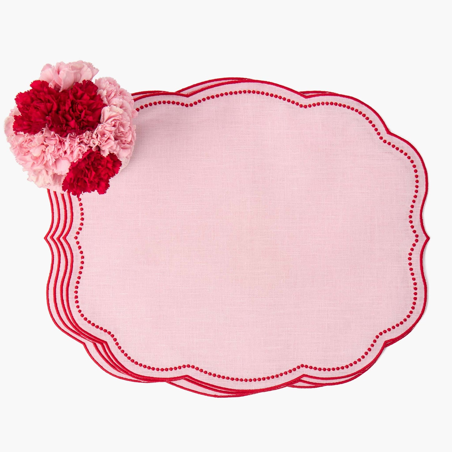 Pink & Red Eloise Linen Placemats & Fifi Poodle Napkins (Set of 4)
