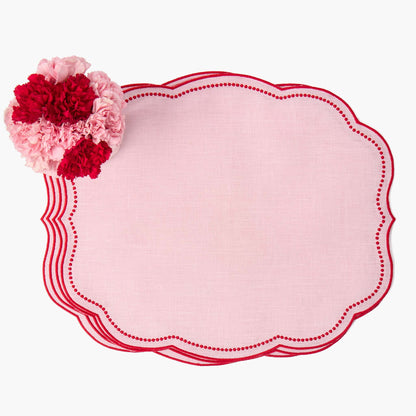 Pink & Red Eloise Linen Placemats & Fifi Poodle Napkins (Set of 4)