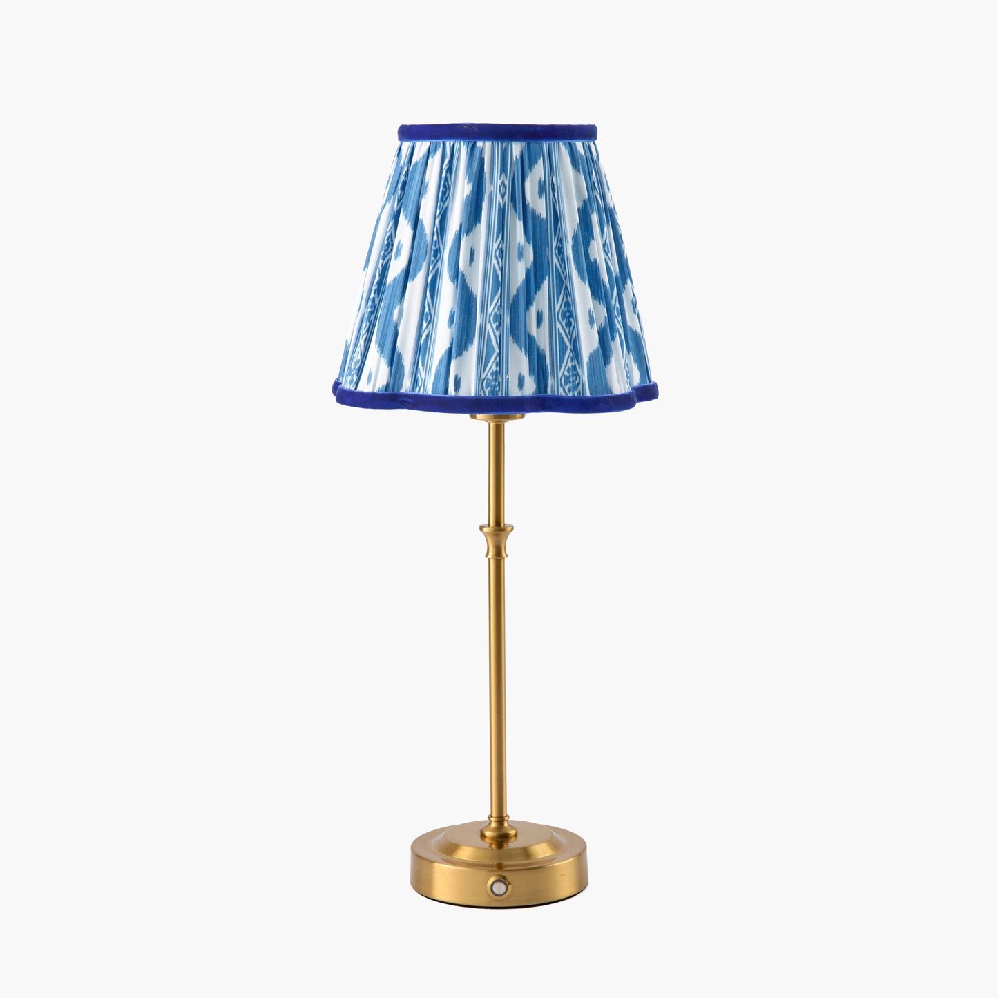 Edie Rechargeable Lamp with Cobalt Ikat Shade (18cm)