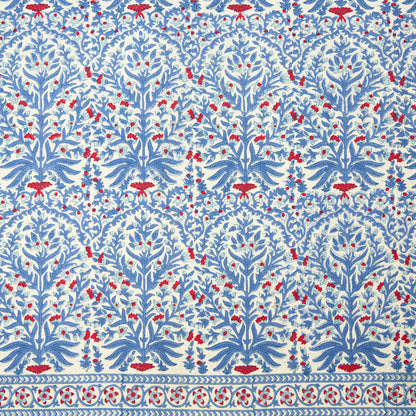 Blue & Red Ethel Blockprint Tablecloth