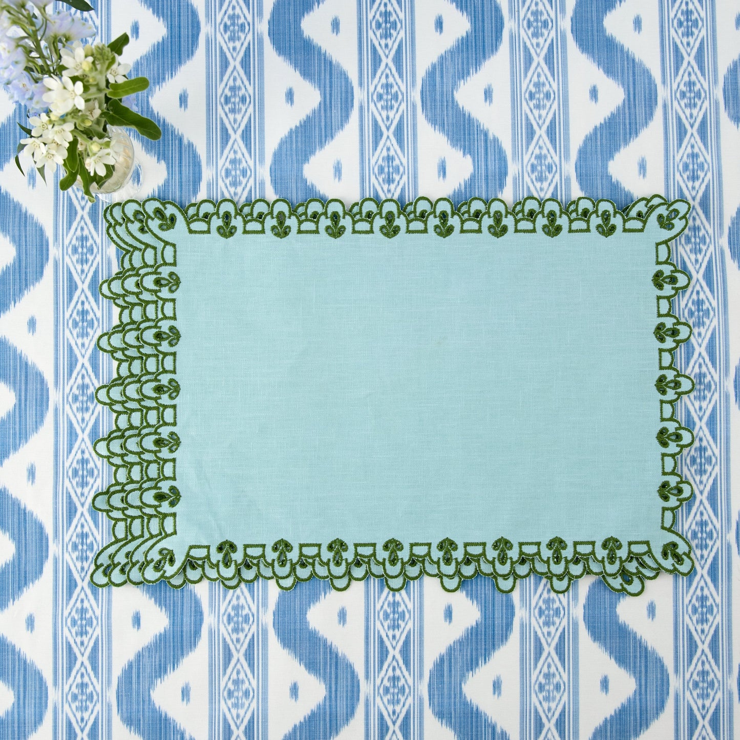 Blue & Green Sophia Waxed Placemats (Set of 4)