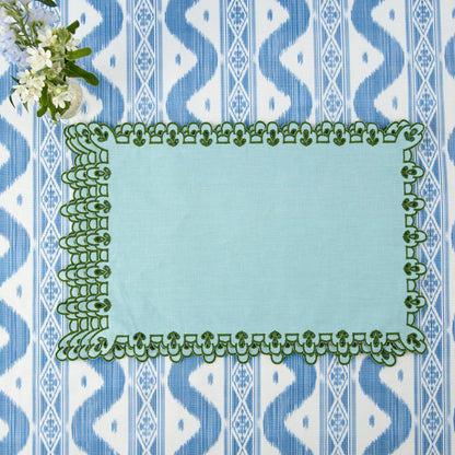 Blue & Green Sophia Waxed Placemats (Set of 4)