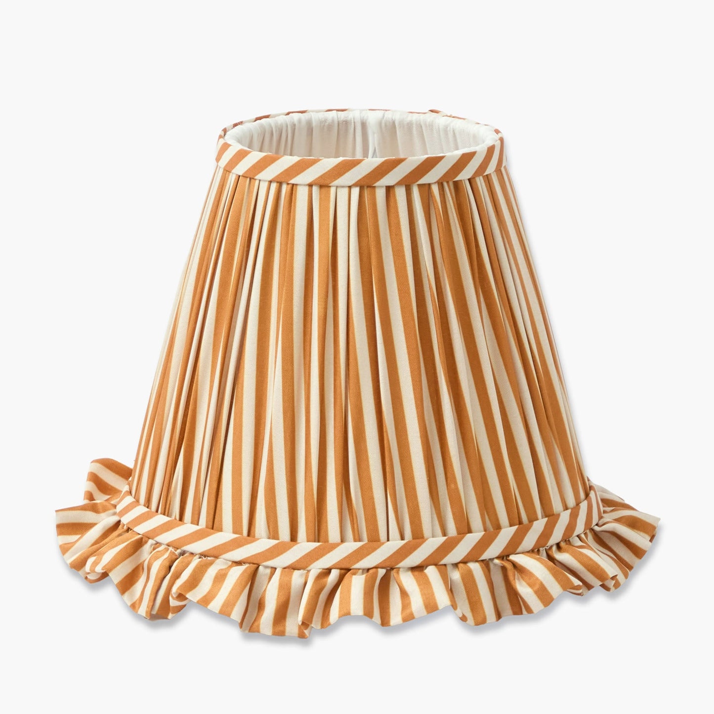 Edie Rechargeable Lamp with Mustard Striped Ruffle Shade (18cm)