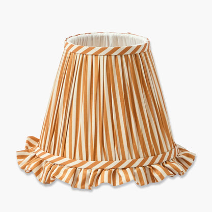 Edie Rechargeable Lamp with Mustard Striped Ruffle Shade (18cm)