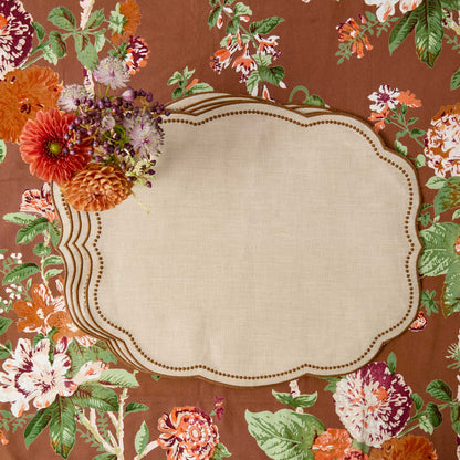 Taupe & Chocolate Eloise Linen Placemats (Set of 4)