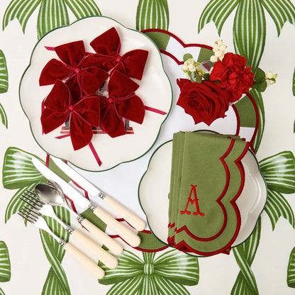 Candycane Green & Red Placemats & Napkins (Set of 4)