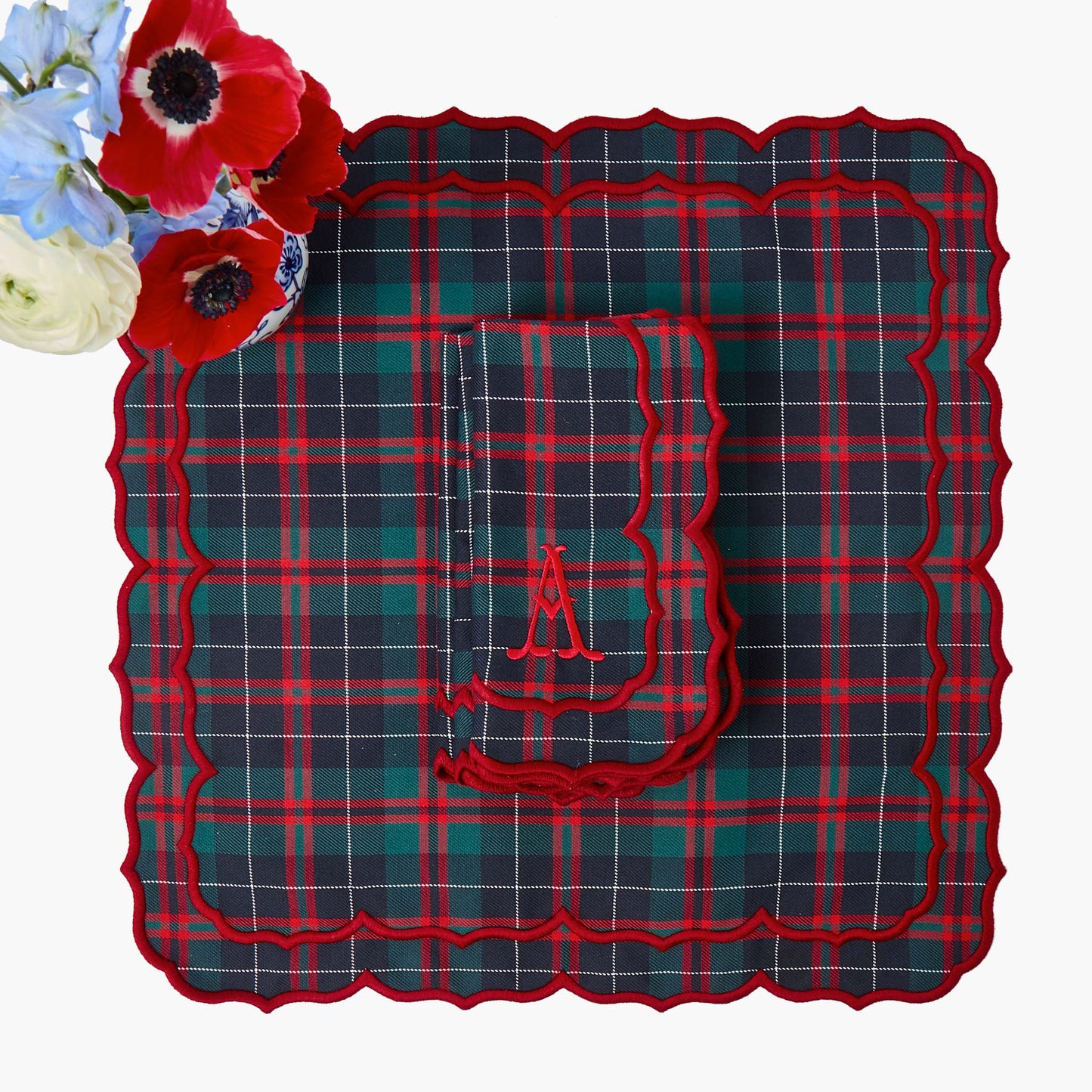 Red & Blue Sylvia Tartan Napkins (Set of 4)