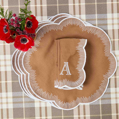 Caramel Alathea Linen Placemats & Napkins (Set of 4)