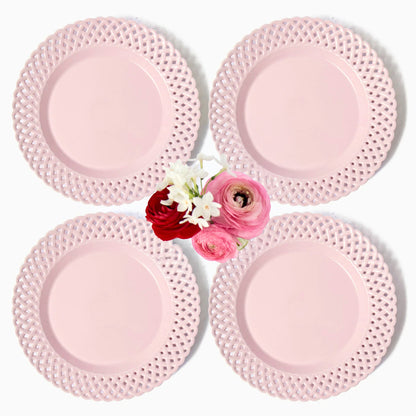 Pink Basketweave Dinner Plates (Set of 4)