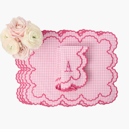 Pink Charlotte Gingham Placemats & Napkins (Set of 4)