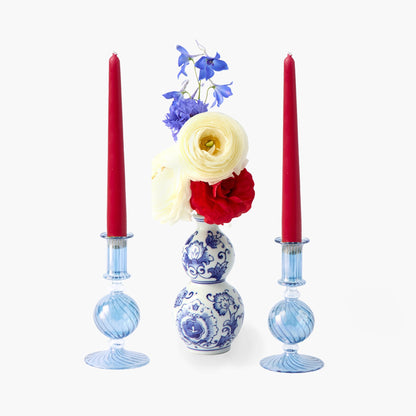 Small Camille Azure Candle Holders (Pair)