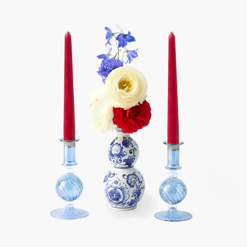 Small Camille Azure Candle Holders (Pair)