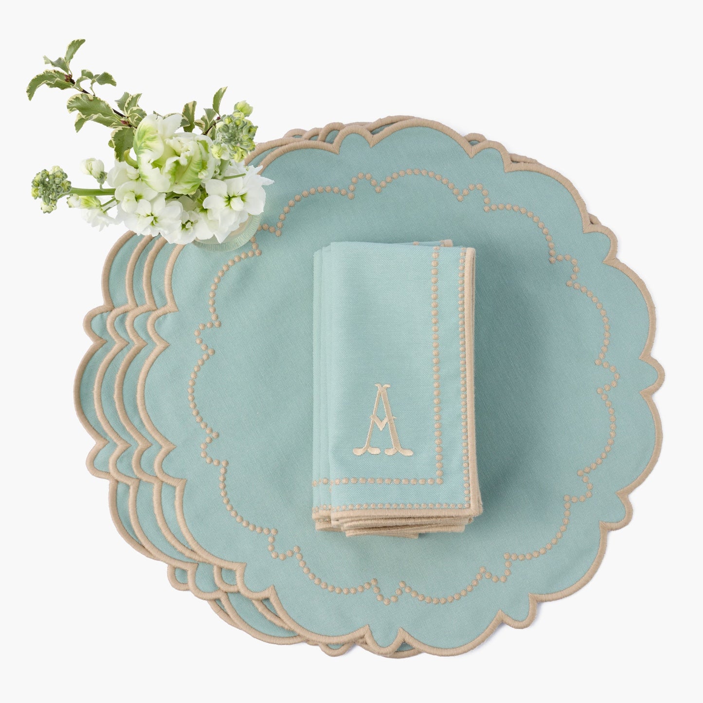 Duck Egg Blue & Sand Mariana Placemats (Set of 4)