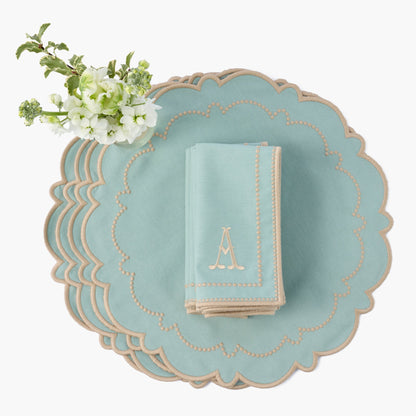 Duck Egg Blue & Sand Mariana Placemats (Set of 4)