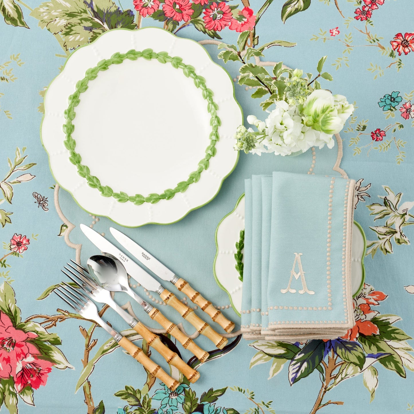 Duck Egg Blue & Sand Mariana Placemats (Set of 4)