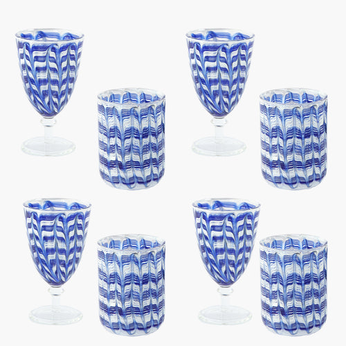 Blue Paloma Glassware (Set of 8)